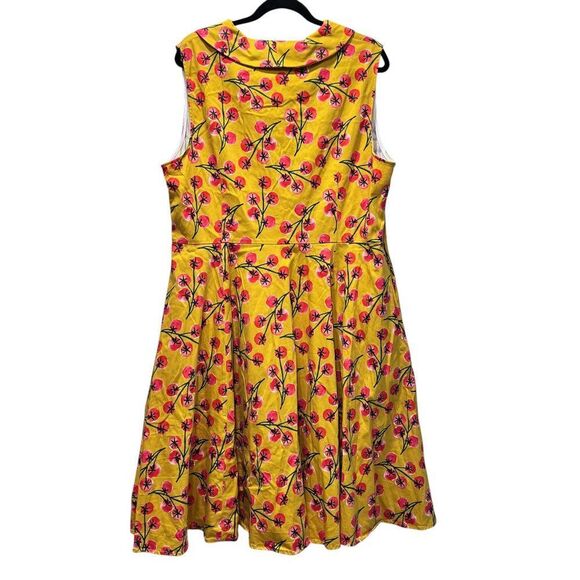 Miss Lulo Cherry Tomato Print Retro Pinup Style Sleeveless Dress Size 2X - Picture 5 of 6